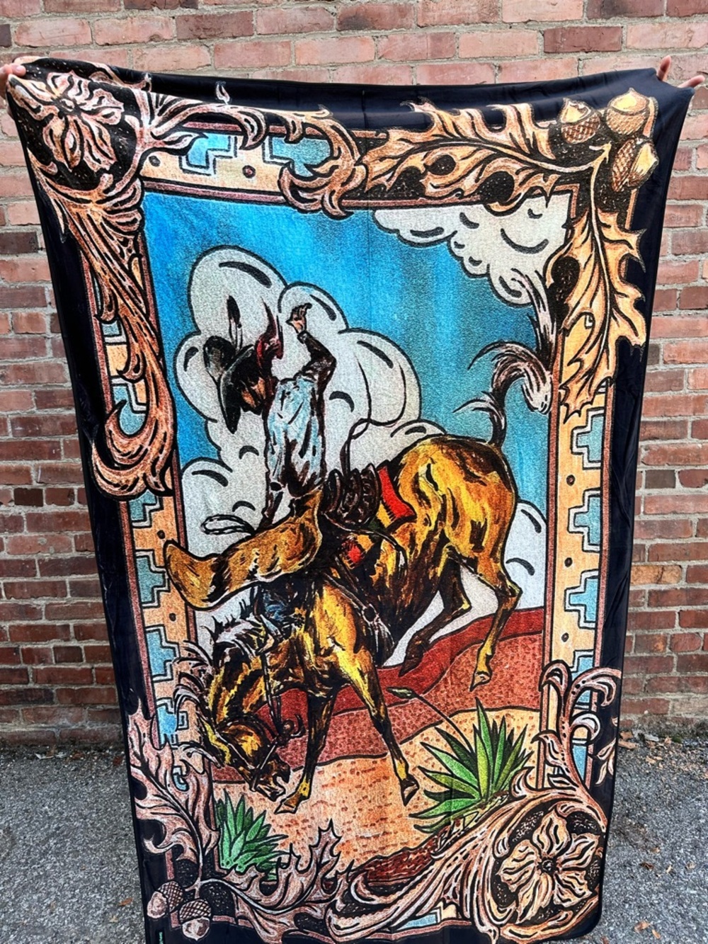 NWT Western Rodeo Rough Start Reversible Throw Blanket